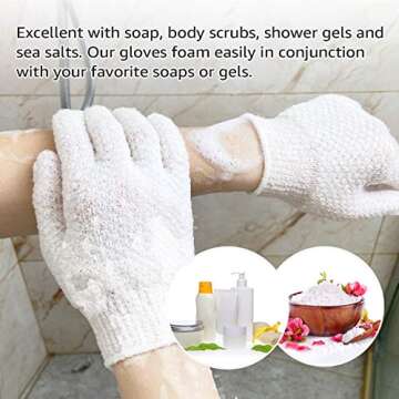 Evridwear Exfoliating Dual Texture Bath Gloves for Shower, Spa, Massage and Body Scrubs, Dead Skin C...