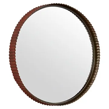 Stone & Beam Rustic Ridged Metal Mirror - 24 Inch Diameter