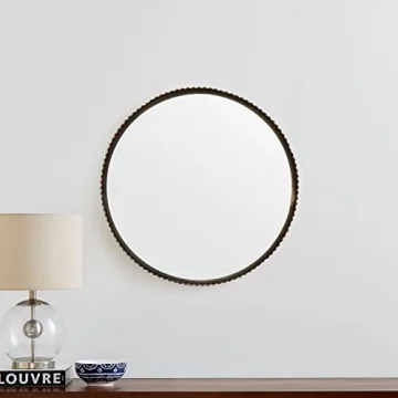 Stone & Beam Rustic Ridged Metal Mirror - 24 Inch Diameter