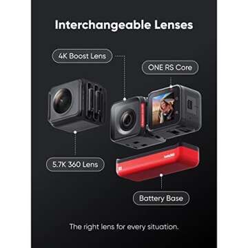 Insta360 ONE RS Twin Edition Creator Kit – Waterproof 4K 60fps Action Camera & 5.7K 360 Camera with Interchangeable Lenses, Stabilization, 48MP Photo, Active HDR, AI Editing