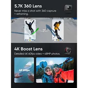 Insta360 ONE RS Twin Edition Creator Kit – Waterproof 4K 60fps Action Camera & 5.7K 360 Camera with Interchangeable Lenses, Stabilization, 48MP Photo, Active HDR, AI Editing