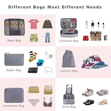 BAGAIL 8 Set Packing Cubes Luggage Packing Organizers for Travel Accessories (Red Flamingo)