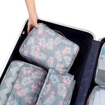 BAGAIL 8 Set Packing Cubes Luggage Packing Organizers for Travel Accessories (Red Flamingo)