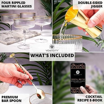 VEMACITY Coupe Glasses Set - Elegant Cocktail Experience