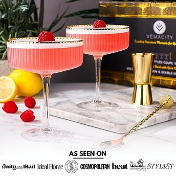 VEMACITY Coupe Glasses Set - Elegant Cocktail Experience