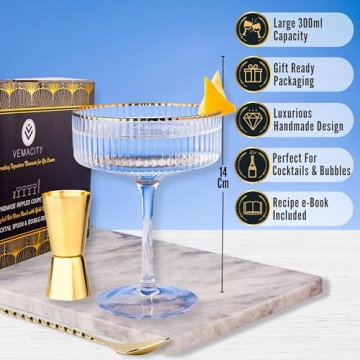 VEMACITY Coupe Glasses Set - Elegant Cocktail Experience
