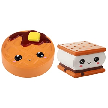 Anboor 2Pcs Squishies Smore Cake Chocolate Toys Jumbo Slow Rising Food Soft Relief Stress Toy for Ki...