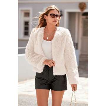 PRETTYGARDEN Women's 2025 Winter Coats Fleece Cropped Jacket Faux Fur Long Sleeve Pockets Shaggy Warm Outerwear Fall Clothes