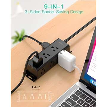 Surge Protector Power Strip - Mifaso 5Ft Exetnsion Cord with Multiple Outlets, 9 Widely Spaced Outle...