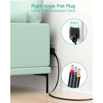 Surge Protector Power Strip - Mifaso 5Ft Exetnsion Cord with Multiple Outlets, 9 Widely Spaced Outlets, Flat Plug, Wall Mount for Home Office Dorm