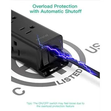 Surge Protector Power Strip - Mifaso 5Ft Exetnsion Cord with Multiple Outlets, 9 Widely Spaced Outlets, Flat Plug, Wall Mount for Home Office Dorm