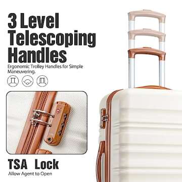 LONG VACATION Luggage Sets 20 IN Carry on Suitcase ABS Handshell Luggage 3 Piece Set with TSA Lock S...