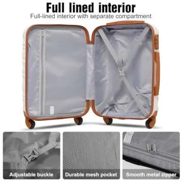 LONG VACATION 20-Inch Carry-On Luggage Set with TSA Lock