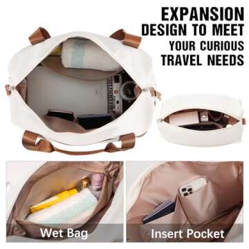 LONG VACATION Luggage Sets 20 IN Carry on Suitcase ABS Handshell Luggage 3 Piece Set with TSA Lock Spinner Wheels (WHITE-BROWN, 20-Inch)