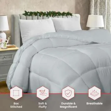 Utopia Bedding Comforter Duvet Insert, Quilted Comforter with Corner Tabs, Box Stitched Down Alternative Comforters Queen Size (Light Grey)