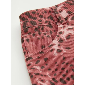 Cider Denim Mid Waist Leopard Wide Leg Pants for Style