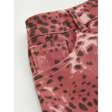 Cider Denim Mid Waist Leopard Wide Leg Pants for Style