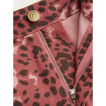 Cider Denim Mid Waist Leopard Wide Leg Pants for Style