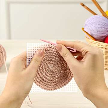 100 Pcs Square Plastic Canvas Mesh Sheets, 4.5'' Square Shape Needlepoint Canvas White Blank Canvas Plastic Mesh Mat for Needlework Embroidery Yarn Crafting Knit Crochet Project, 7 Count