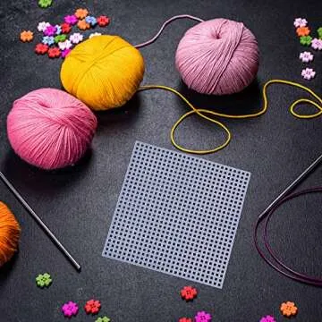 100 Pcs Square Plastic Canvas Mesh Sheets, 4.5'' Square Shape Needlepoint Canvas White Blank Canvas Plastic Mesh Mat for Needlework Embroidery Yarn Crafting Knit Crochet Project, 7 Count