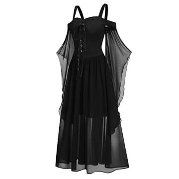 Women's Sleeveless Goth Dress with Corset Halter Lace Cocktail Dress 2023 Halloween Steampunk Hippie...