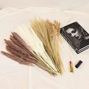 100 Pcs Natural Dried Pampas Grass Set for Home Decor