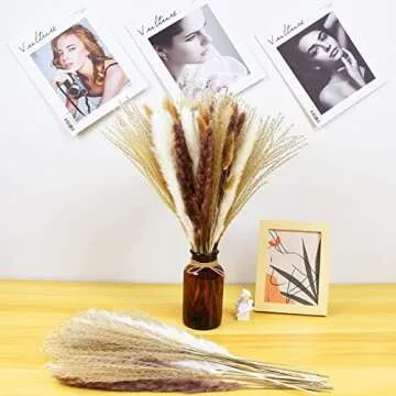 100 Pcs Natural Dried Pampas Grass Set for Home Decor