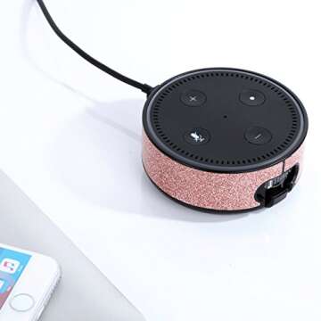 BENTOBEN Wall Mount Case for Amazon Echo Dot Alexa (Fit Echo Dot 2nd Generation) Glitter Sparkle Premium Vegan Leather Cover Sleeve Wall Mount Stand Guard Holder for Echo Dot 2nd Gen,Rose Gold