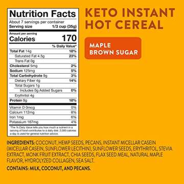 HighKey Snacks Keto Breakfast Cereal - Low Carb Food - Oatmeal Substitute - High Protein Gluten & Grain Free Snack - Ketogenic Friendly Foods & Products - Atkins & Diabetic Diet - Maple & Brown Sugar