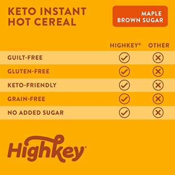 HighKey Snacks Keto Breakfast Cereal - Low Carb Food - Oatmeal Substitute - High Protein Gluten & Grain Free Snack - Ketogenic Friendly Foods & Products - Atkins & Diabetic Diet - Maple & Brown Sugar