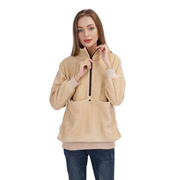 ALYC Womens Pet Carrier Sweatshirt Dog Cat Holder Pet Pouch Pullover – Kitty Carring Sweatshirt with Soft Kangaroo Pouch Khaki