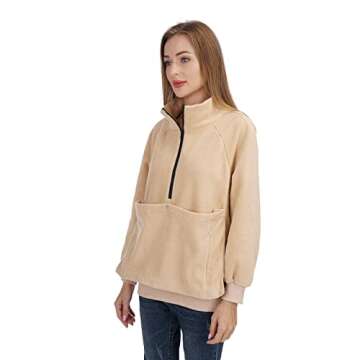 ALYC Womens Pet Carrier Sweatshirt Dog Cat Holder Pet Pouch Pullover – Kitty Carring Sweatshirt with Soft Kangaroo Pouch Khaki