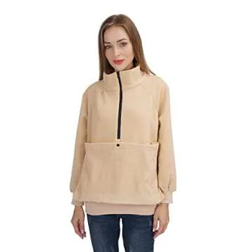 ALYC Womens Pet Carrier Sweatshirt Dog Cat Holder Pet Pouch Pullover – Kitty Carring Sweatshirt with Soft Kangaroo Pouch Khaki