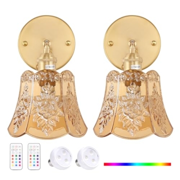 Shenmoyl Vintage Battery Operated Wall Sconces - Elegant Remote-Controlled LED Light Set