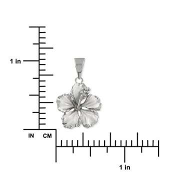 Hawaiian Silver Jewelry Hibiscus Pendant Necklace – 16 plus 2-inch Sterling Silver Chain Necklace with Hibiscus Flower Pendant – Italian Made Silver Chain – Sophisticated Silver Flower Pendant