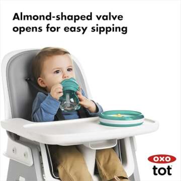 OXO Tot 6 Ounce Transitions Straw Cup with Removable Handles - Teal