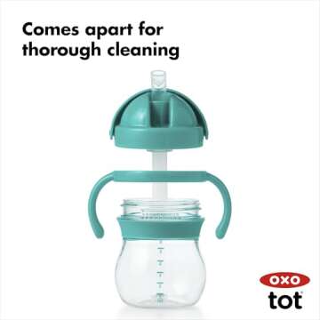 OXO Tot 6 Ounce Transitions Straw Cup with Removable Handles - Teal