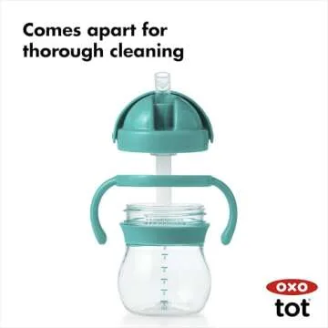 OXO Tot 6 Ounce Transitions Straw Cup with Removable Handles - Teal