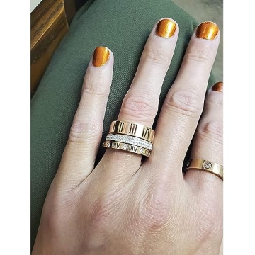 YIKOXI Elegant Stainless Steel Roman Numeral Ring for Women