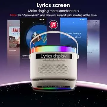 Konylsc Karaoke Machine,Karaoke Machine with Lyrics Display,Portable Bluetooth 5.3 Karaoke Speaker with Upgraded Dual Speakers for Kids and Adults,with White Noise and Night Light Function (Beige)