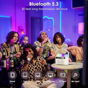 Konylsc Karaoke Machine,Karaoke Machine with Lyrics Display,Portable Bluetooth 5.3 Karaoke Speaker with Upgraded Dual Speakers for Kids and Adults,with White Noise and Night Light Function (Beige)