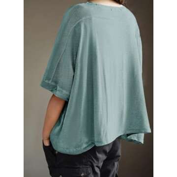 Dokotoo Summer Shirts for Women Plus Size Crop Womens Tops Trendy Cute Ladies Fashion 2025 Spring Workout Gym Clothes Oversized Tshirts Casual Solid Blouses T-Shirts Women's Clothing Outfits Tees