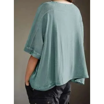 Dokotoo Summer Shirts for Women Plus Size Crop Womens Tops Trendy Cute Ladies Fashion 2025 Spring Workout Gym Clothes Oversized Tshirts Casual Solid Blouses T-Shirts Women's Clothing Outfits Tees