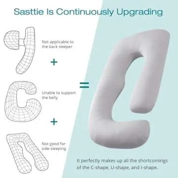 Sasttie Pregnancy Pillows for Sleeping, U Shaped Cooling Full Body Pillow Pregnancy Must Haves, Maternity Pillow for Pregnant Women, Pillow with Removable Cover for Side Sleeper, Light Grey