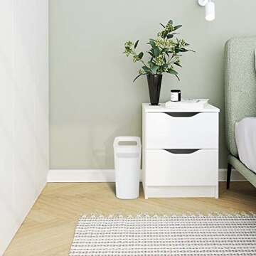 Vtopmart 4 Pack Plastic Small Trash Can, 1.5 Gallon/5.7 L Office White Bin with Built-in Handle, Slim Waste Basket for Bathroom, Bedroom, Home Office, Living Room, Kitchen