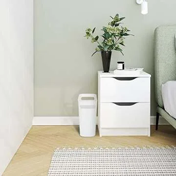 Vtopmart 4 Pack Plastic Small Trash Can, 1.5 Gallon/5.7 L Office White Bin with Built-in Handle, Slim Waste Basket for Bathroom, Bedroom, Home Office, Living Room, Kitchen