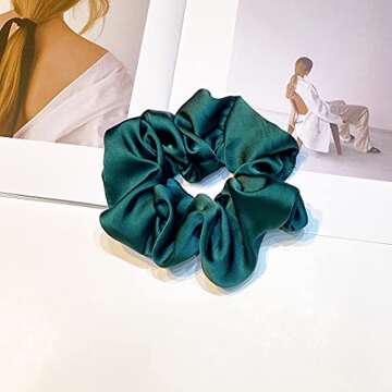 6 Pieces Satin Silk Scrunchies for hair, Big Hair Scrunchies Satin Hair Ties Ponytail Holder No Hurt Your Hair