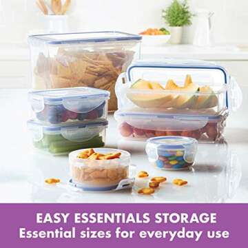 LOCK & LOCK Easy Essential Storage Set/Food Containers Airtight Bins/BPA-Free/Dishwasher Safe, 38 Piece, Clear