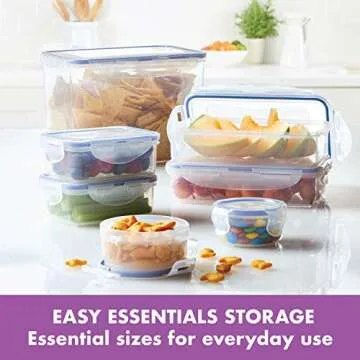 LOCK & LOCK Easy Essential Storage Set/Food Containers Airtight Bins/BPA-Free/Dishwasher Safe, 38 Piece, Clear