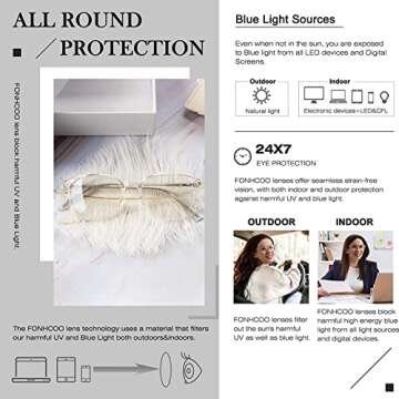 FONHCOO Blue Light Blocking Glasses Women Men,Computer Eyeglasses,Fashion Gaming Eyewear with Anti E...